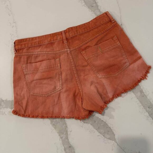 Free People Raw Hem CutOff Denim Jean Shorts Womens 30 Faded Burnt Orange Summer - Picture 5 of 6